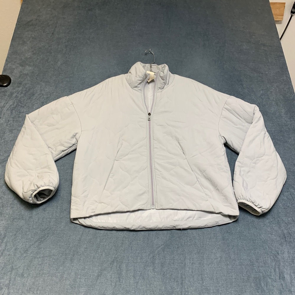 Avalanche Puffer Jacket Womens Medium Gray Quilted Lined Full Zip Warm Mock Neck